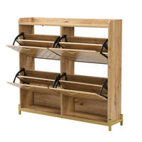 SCHUHSCHRANK aus MDF 108,5x24x100cm in Naturfarben mit Metallfüßen - Naturfarben, Holzwerkstoff (108.5/100/24cm) - Modfu