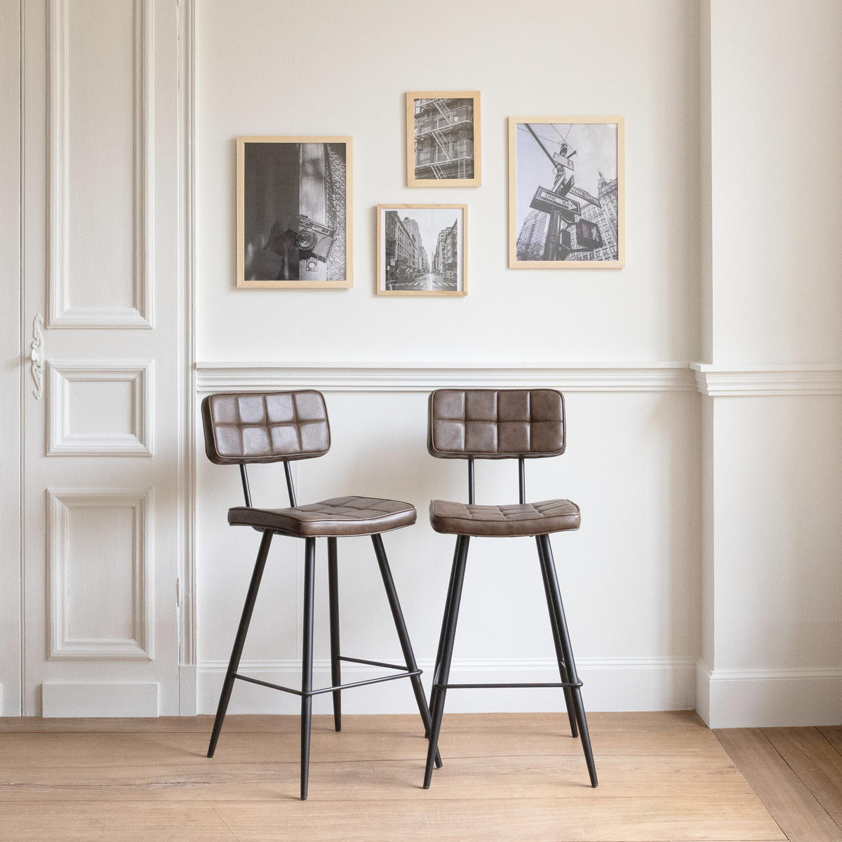 BARHOCKER Fernand Braun 2er-Set - Braun, Leder (43/95/56cm) - Happy Garden