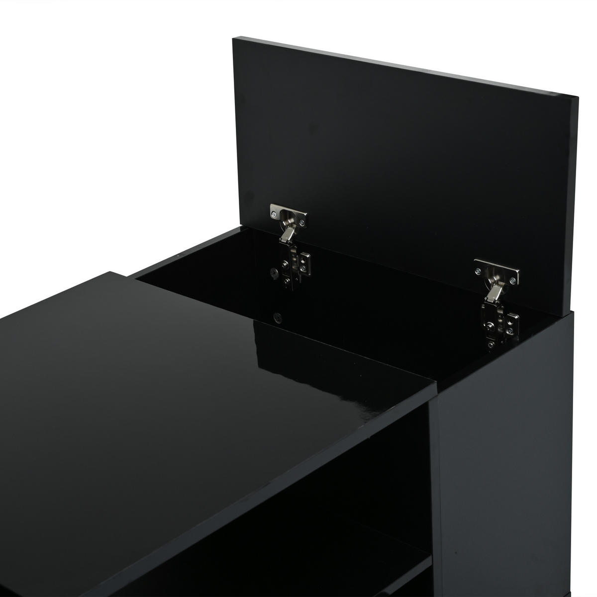 COUCHTISCH DE-151 Schwarz mit LED-Beleuchtung und Stauraum - Schwarz, Holzwerkstoff (50/100/40cm) - ComfortXL