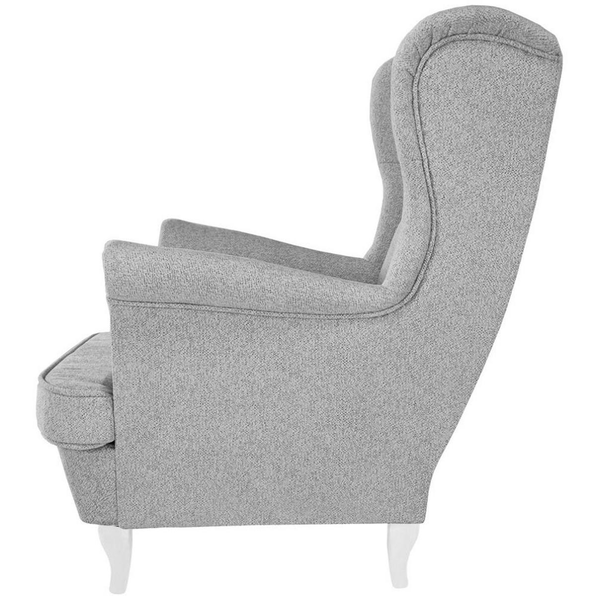 CHESTERFIELD-SESSEL Falco hellgrau mit Weiß Holzbeinen - Hellgrau/Weiß, Holz/Textil (82/102/92cm) - Beautysofa