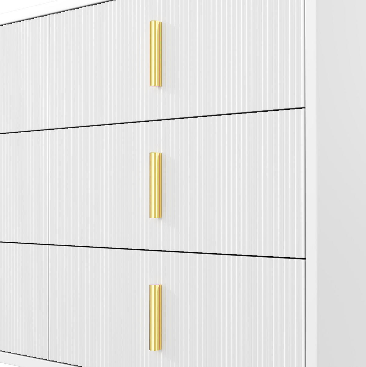 KOMMODE aus Spanplatte 120x77x40cm in Weiß mit 6 Schubladen - Weiß, Holzwerkstoff (120/77/40cm) - Modfu