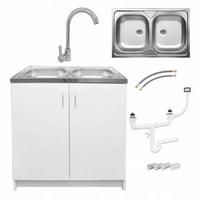 SPÜLUNTERSCHRANK 80cm mit Spüle + Armatur + Siphon weiß - Weiß, Holzwerkstoff (80/82/80cm) - Stamar
