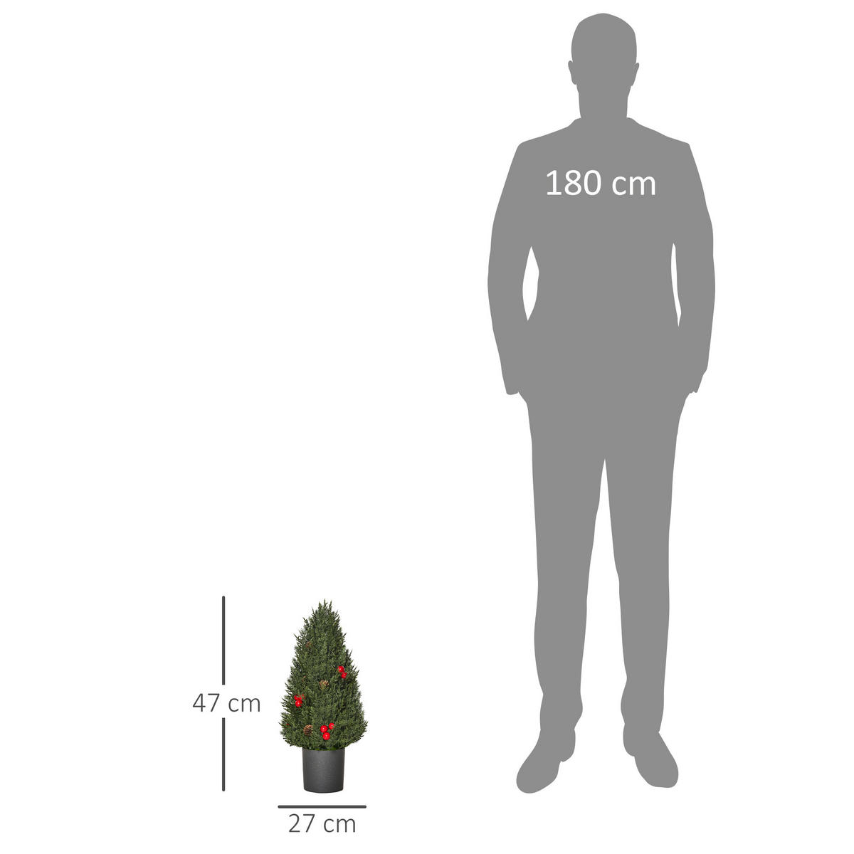 WEIHNACHTSBAUM, 47 cm, PE, PVC, Grün - Grün, Kunststoff (47cm) - HOMCOM