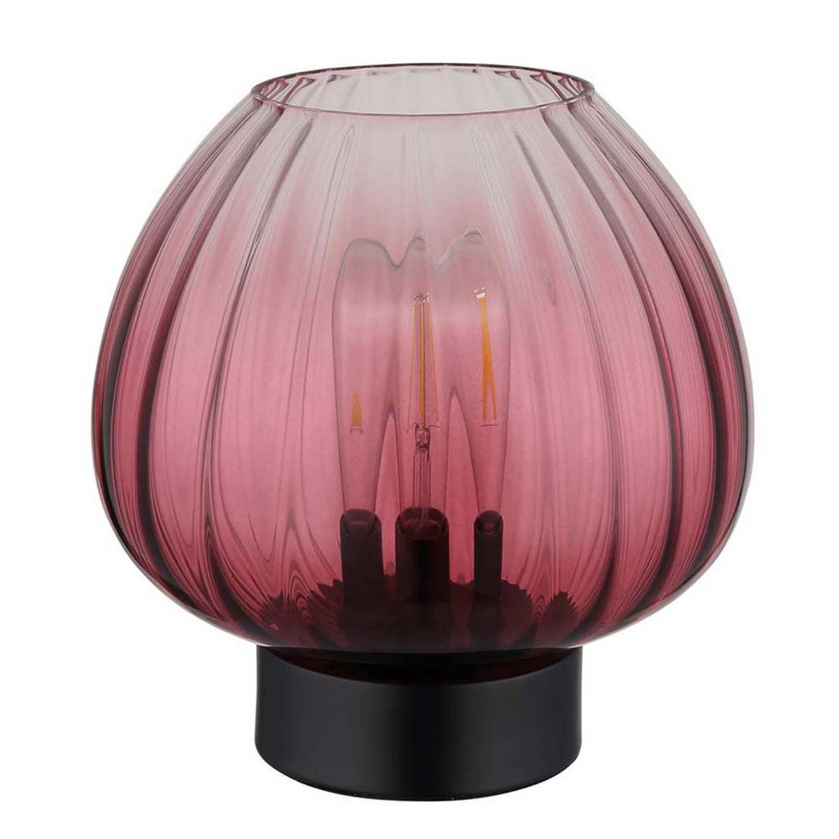 TISCHLEUCHTE SOLVEIG, Glas, rot/schwarz matt, Kabelschalter - Rot, Glas (23/23/23.5cm) - Globo Lighting