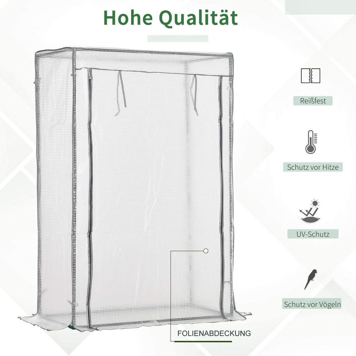 FOLIENGEWÄCHSHAUS , 101L x 50B x 150H cm - Weiß, Kunststoff/Metall (50/150/100cm) - Outsunny