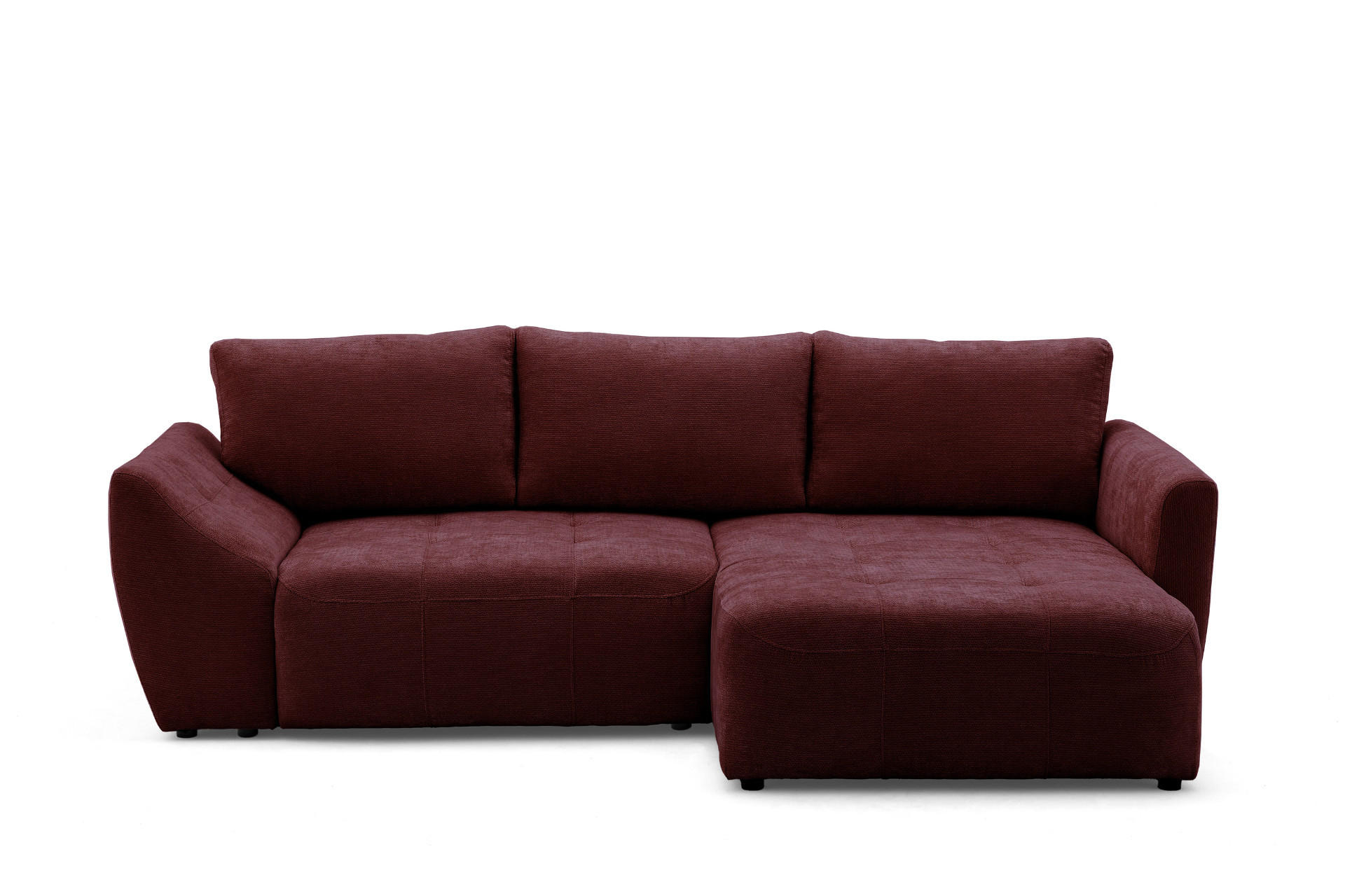 ECKSOFA NICE L Rechts mit Schlaffunktion 137x204 Chenille Rotwein - Schwarz/Dunkelrot, Holz/Textil (165/260cm) - Muffo