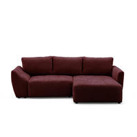 ECKSOFA NICE L Rechts mit Schlaffunktion 137x204 Chenille Rotwein - Schwarz/Dunkelrot, Holz/Textil (165/260cm) - Muffo