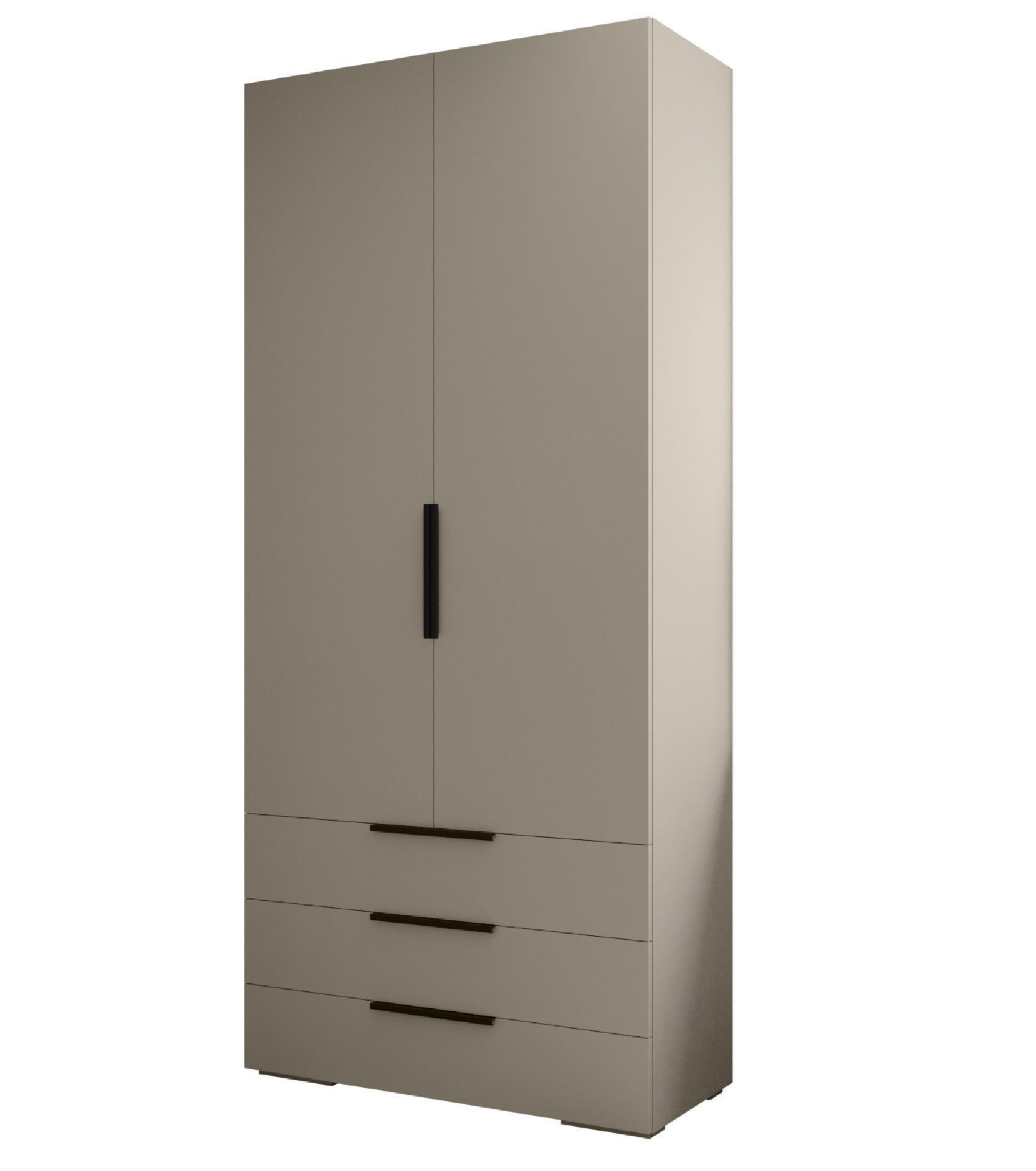 Möbel Kryspol Drehtürenschrank Kaschmir, Schwarz 100x236.7x47 cm
