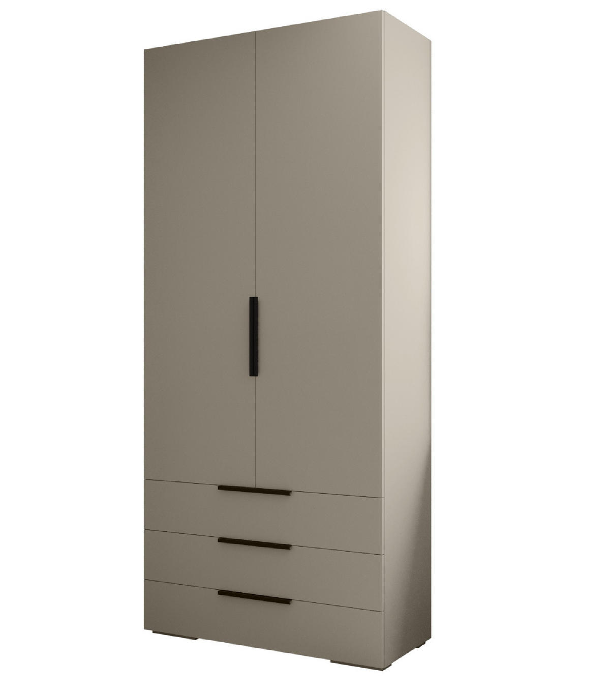 DREHTÜRENSCHRANK 236.7/100/47 2-türig - Kaschmir/Schwarz, Holz/Metall (100/236.7/47cm) - MÖBEL KRYSPOL