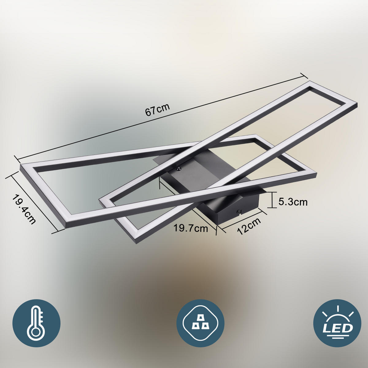 LED-DECKENLEUCHTE Talsen 22/22/13.5 cm - Schwarz, Metall (22/22/13.5cm) - ZMH
