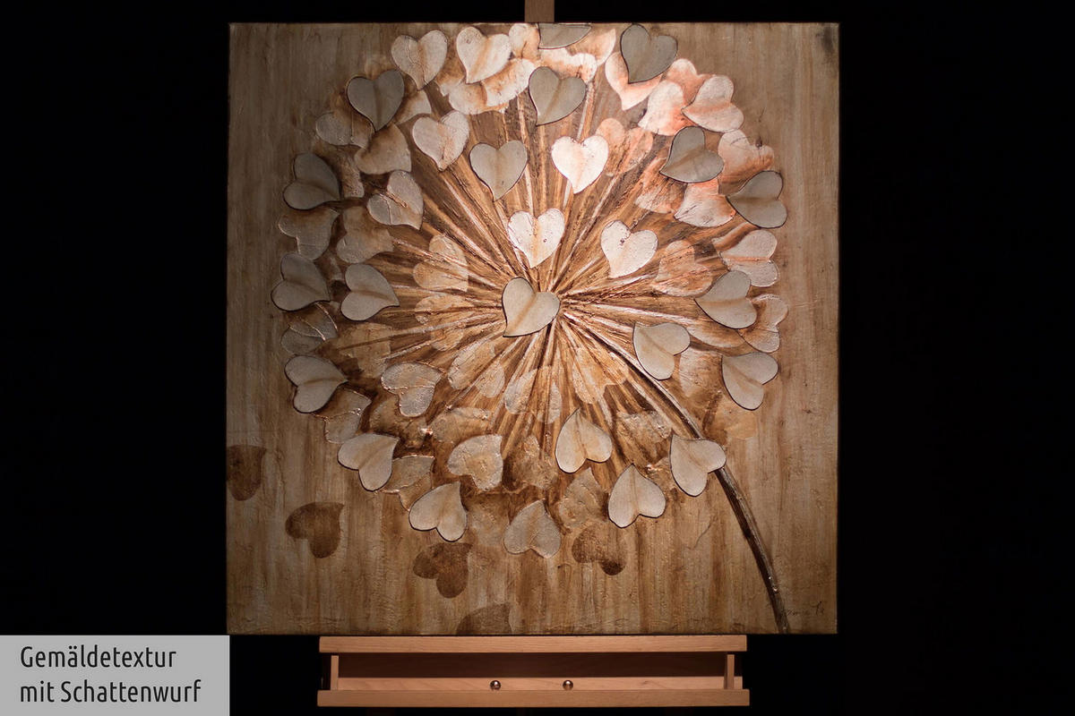 ÖLGEMÄLDE 80/80 cm - Beige/Braun, Holz/Textil (1.6/80cm) - KUNSTLOFT