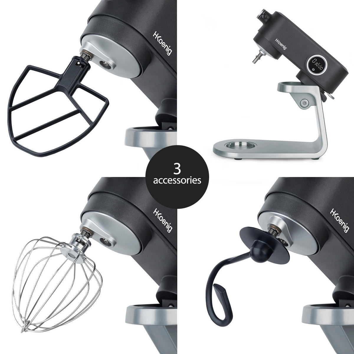 KÜCHENMASCHINE KM120 Silber - Grau, Metall (39/34/22cm) - HKoenig