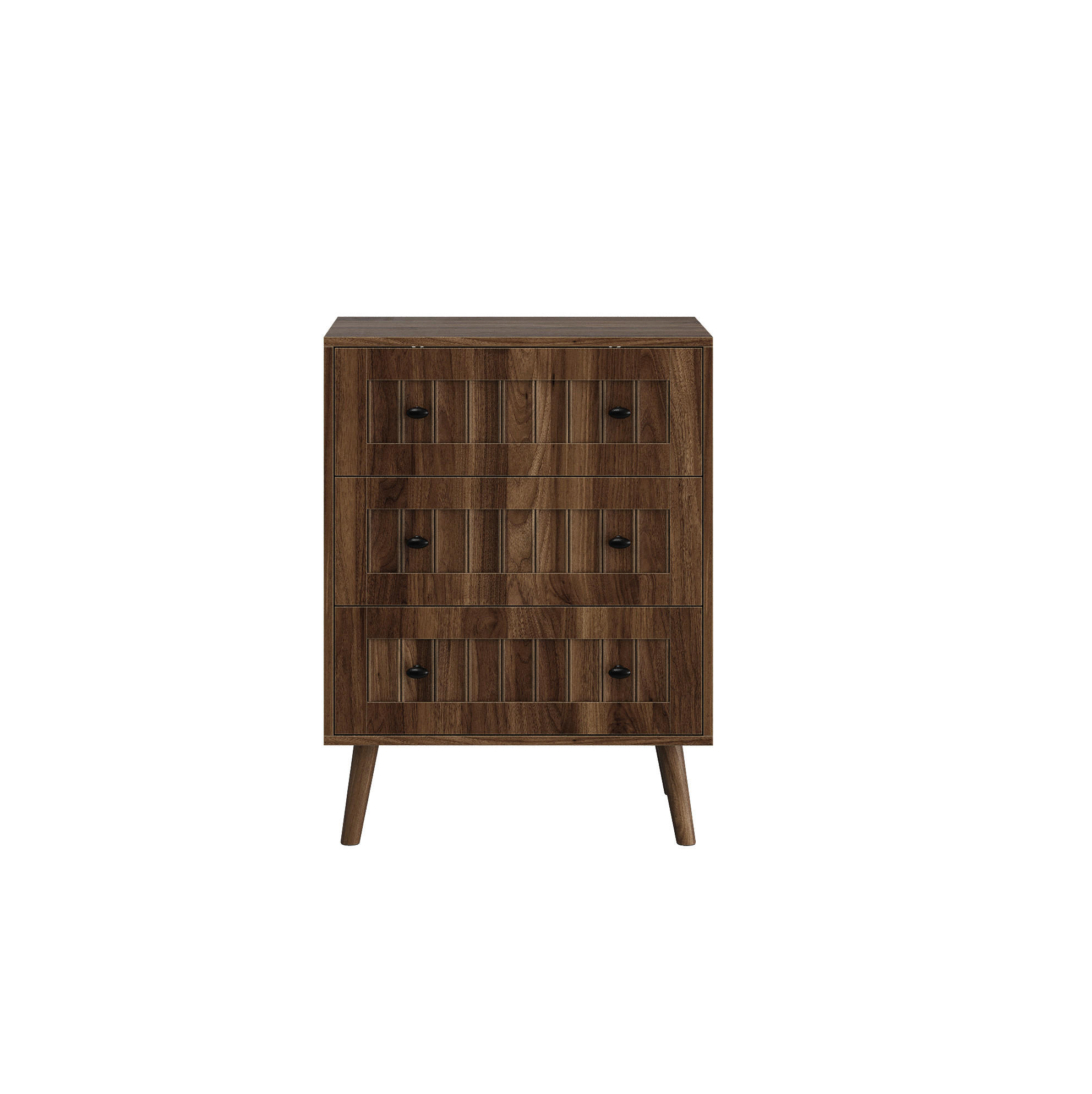 KOMMODE 60/40/79 cm aus MDF mit 3 Schubladen und Rillenfront Walnussfarben - Walnussfarben, Holzwerkstoff (60/78/40cm) - Modenvie