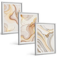 BILDER SET 3er Set - 40x60 cm Silberner Rahmen - Lineare abstrakte Motive - Silberfarben, Kunststoff (40/60cm) - TULUP