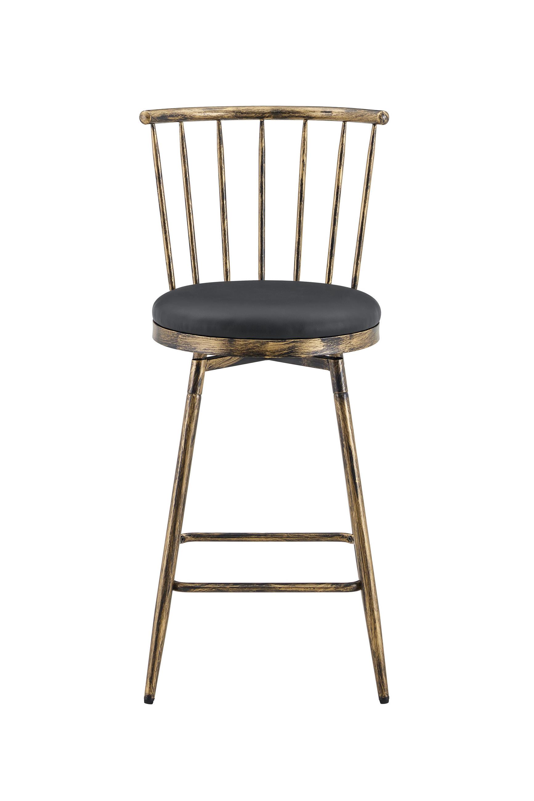 BARHOCKER 2er-Set Schwarz & Braun mit Rückenlehne und gepolstertem Sitz - Schwarz, Leder (39/96/39cm) - PANGIVO