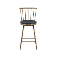 BARHOCKER 2er-Set Schwarz & Braun mit Rückenlehne und gepolstertem Sitz - Schwarz, Leder (39/96/39cm) - PANGIVO
