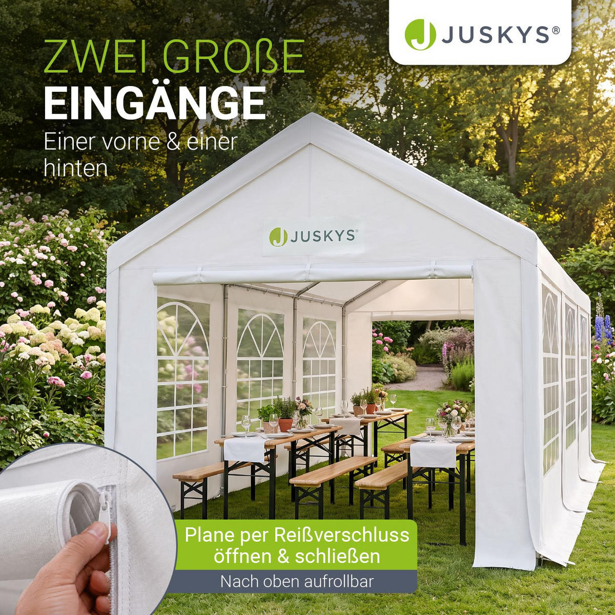 FESTZELT Partyzelt Gala weiß 3x6 m - Weiß, Kunststoff (300/280/600cm) - Juskys