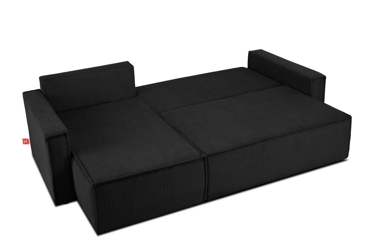 ECKSOFA-LINKS/RECHTS NAPI Schlaffunktion mit Cordbezug, antracyt - Schwarz, Textil (246/148cm) - KONSIMO®