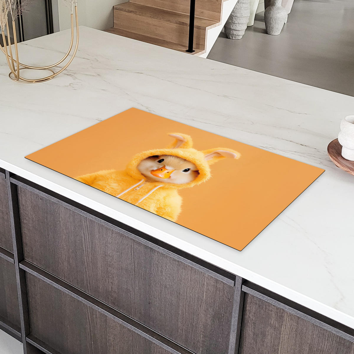 HERDABDECKPLATTE Osterhase - Kostüm - Ente Induktionsschutz 91.2x52 cm - Gelb, Kunststoff (91.2/52/0.2cm) - MuchoWow