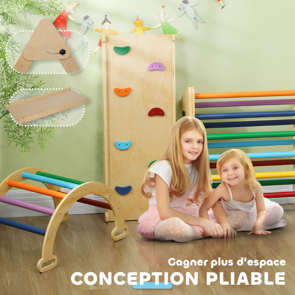 KINDER-KLETTERTRIANGEL DE-18407 Bunt - Multicolor, Holzwerkstoff (42/68cm) - ComfortXL