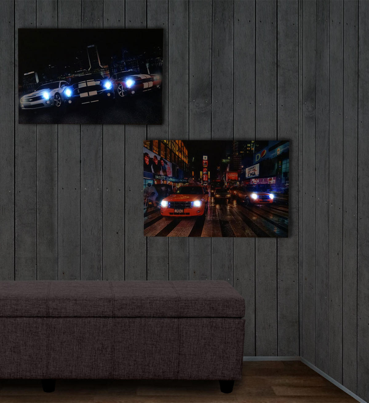 LED-BILD CARS Multicolor 2er-Set - Multicolor, Holz (40/60cm) - Jamb