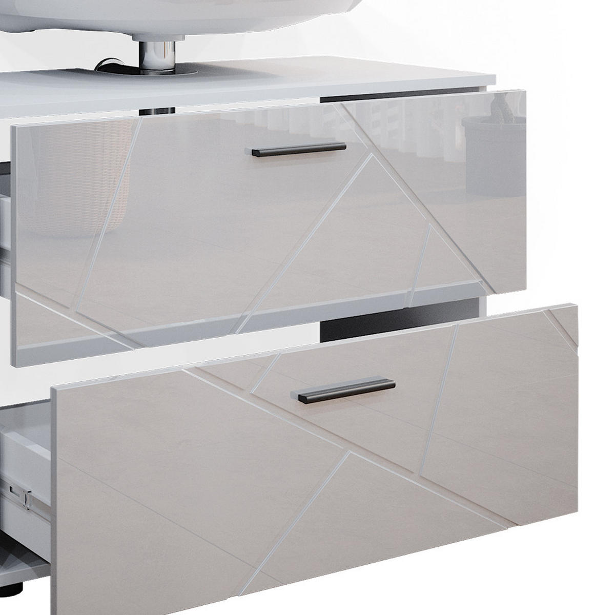 WASCHBECKENUNTERSCHRANK Irma Weiß Hochglanz 80 x 58.6 cm - Weiß Hochglanz/Weiß, Holzwerkstoff (80/58.6/41cm) - Vicco