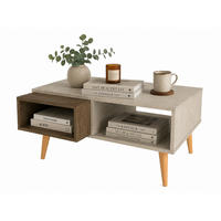 COUCHTISCH Oberon Travertin Walnuss - Beige, Holzwerkstoff (60/90/43cm) - Decorotika