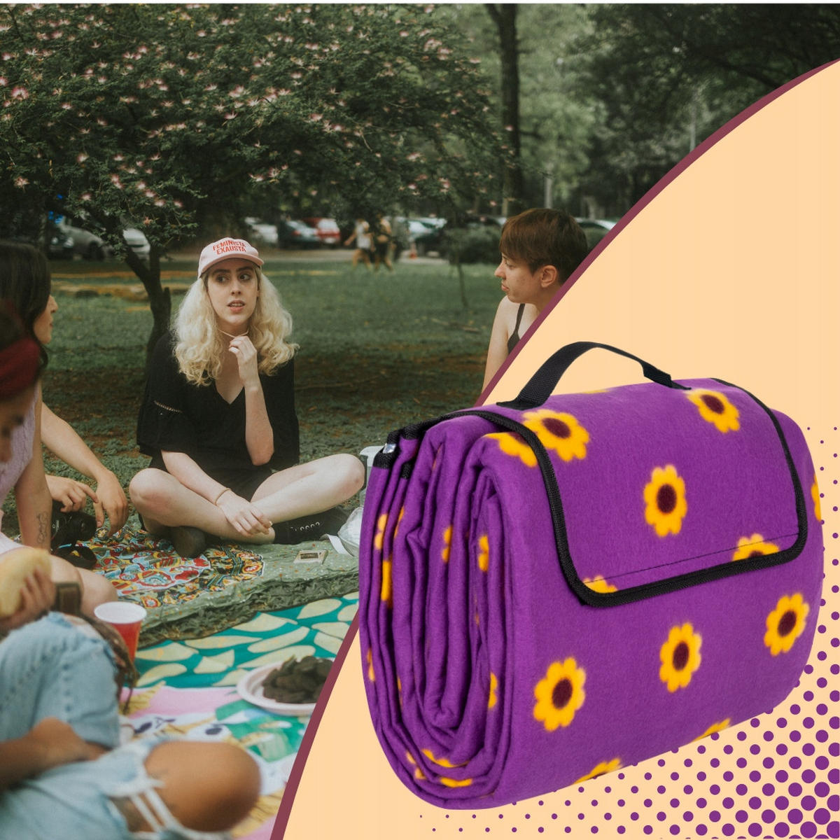 PICKNICKDECKE - Flieder, Textil (200/200cm) - KRUMAD