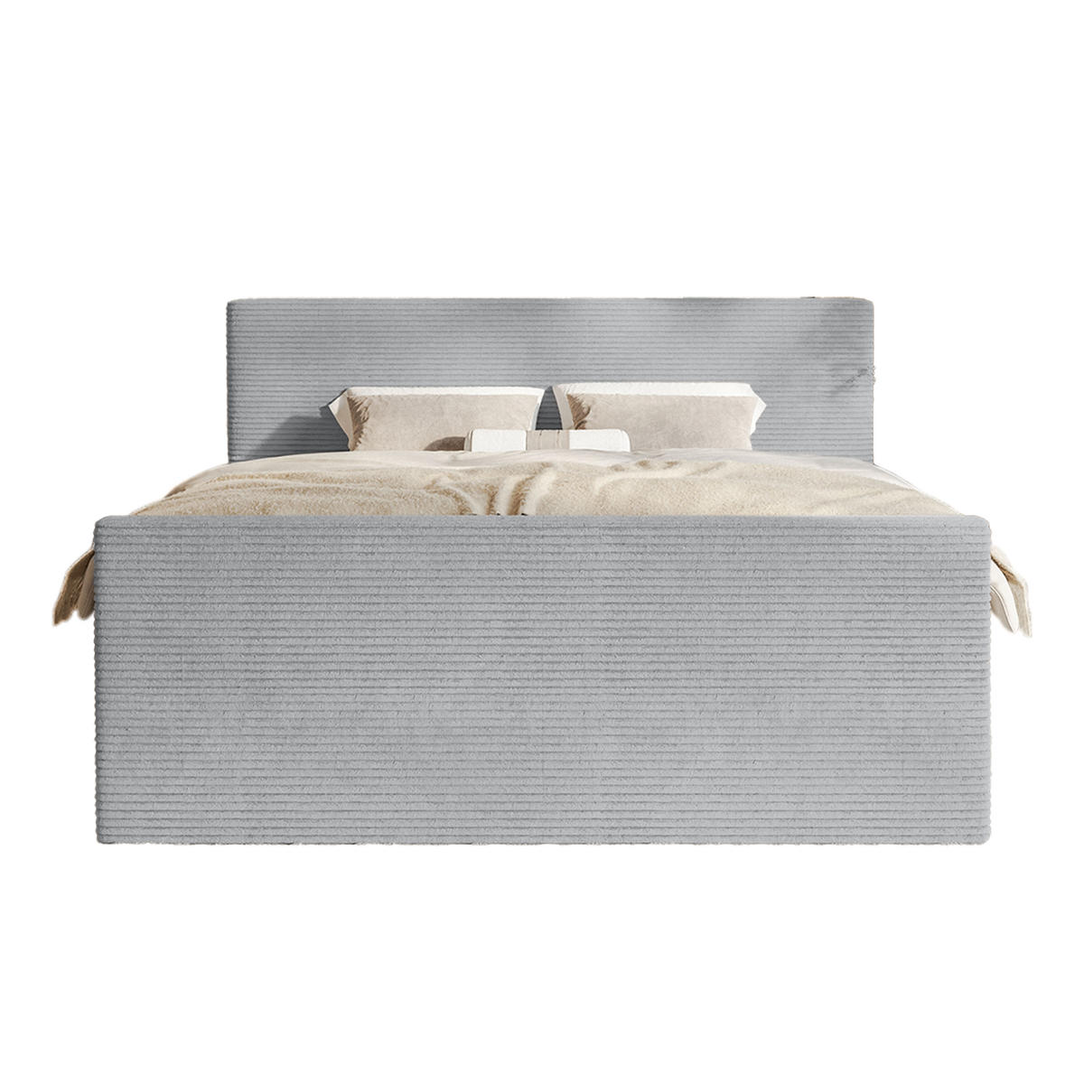 BOXSPRINGBETT Velipoja Cord 160x200 cm, Hellgrau - Hellgrau, Textil (160/200cm) - Fedve