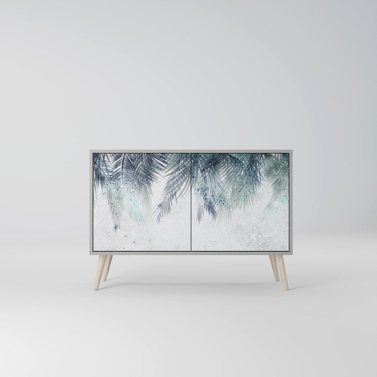 SIDEBOARD PALM VEIL, Eicheneffekt, 111x42x77,5 cm, 2 Türen - Eichefarben/Buchefarben, Holzwerkstoff/Buchenholz (111/77.5/42cm) - SpaceRebels