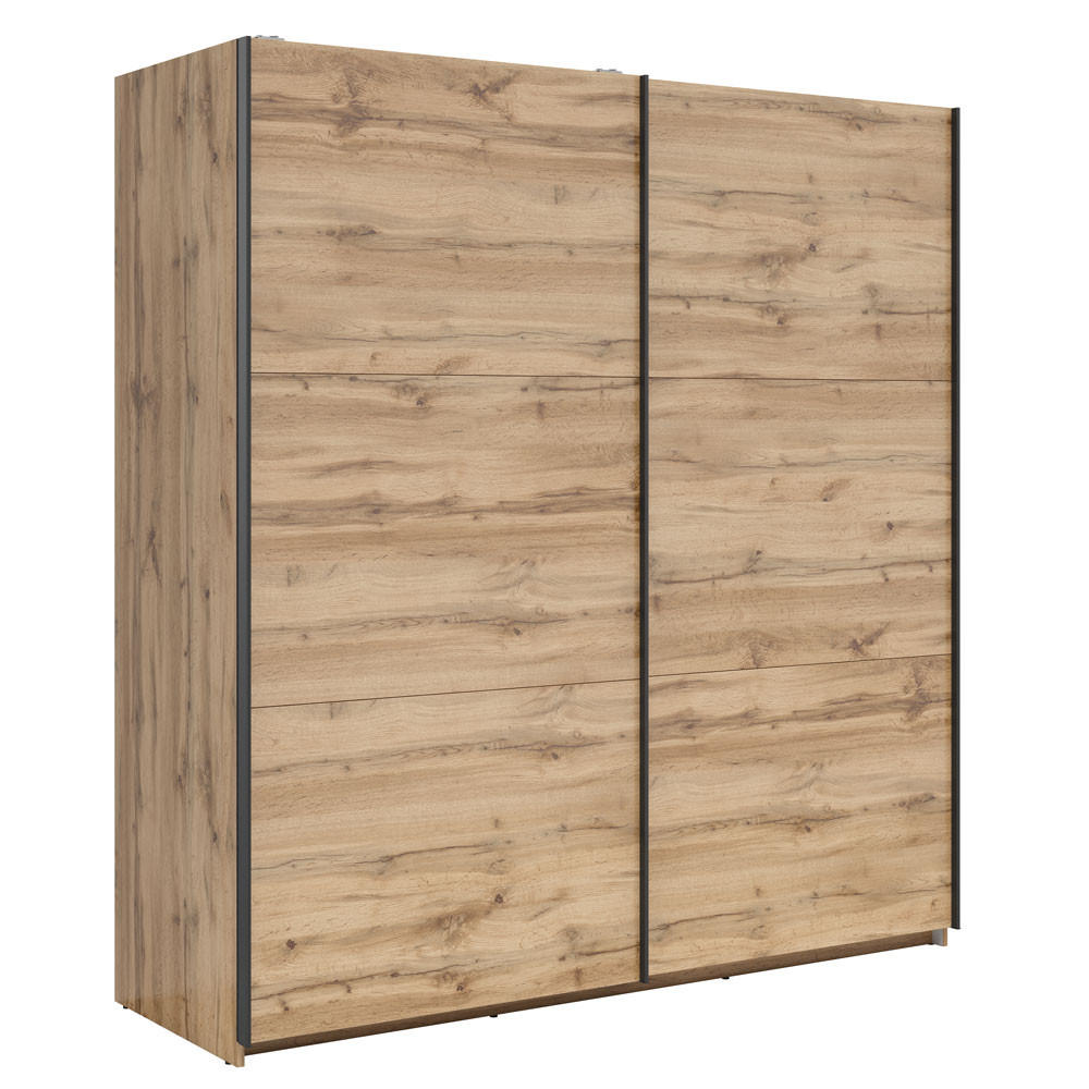 SCHWEBETÜRENSCHRANK Tetrix Eiche Wotan 183 / 60 / 195,5cm - Eichefarben/Eiche Wotan, Holzwerkstoff (183/196/60cm) - Feldmann-Wohnen