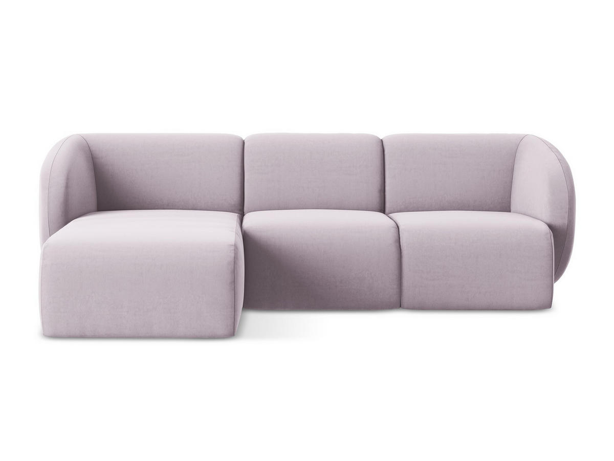 ECKSOFA Links Samt Stoff Violett - Flieder/Schwarz, Holzwerkstoff/Kunststoff (248/166cm) - Makamii