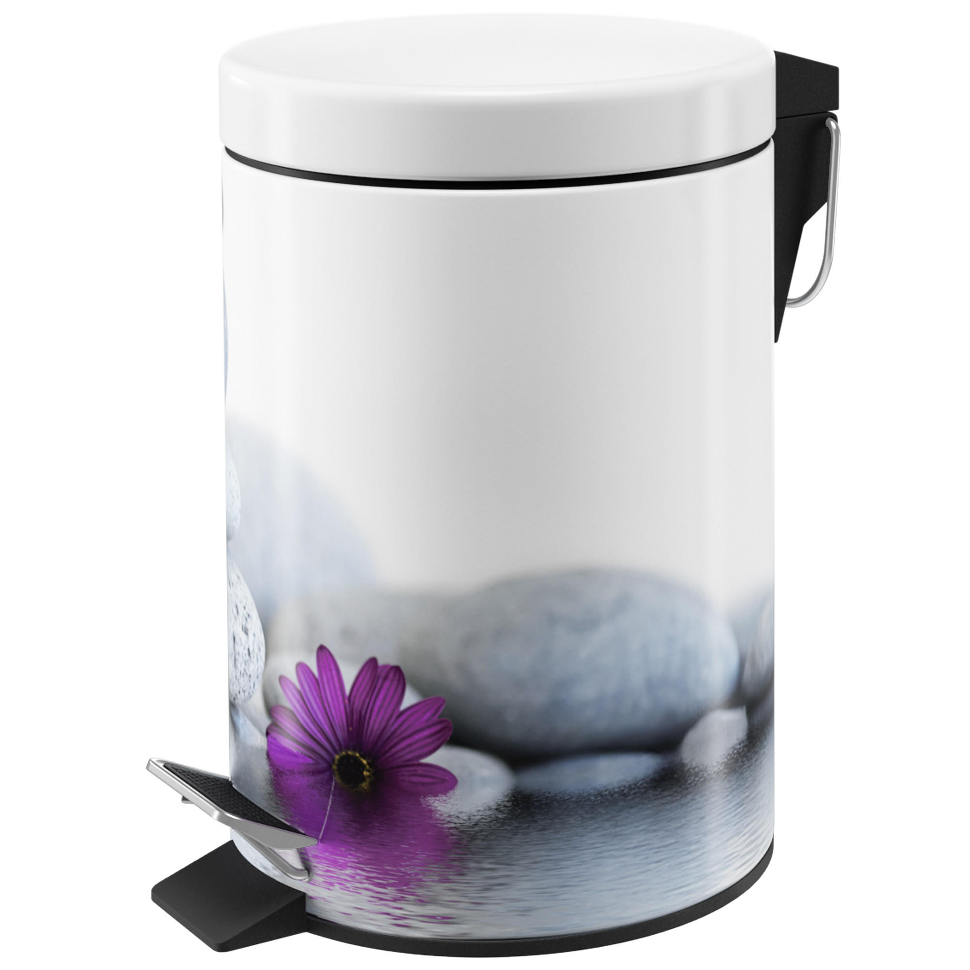 KOSMETIKEIMER Energy Stones - Violett/Schwarz, Kunststoff/Metall (17/25/25cm) - Sanilo