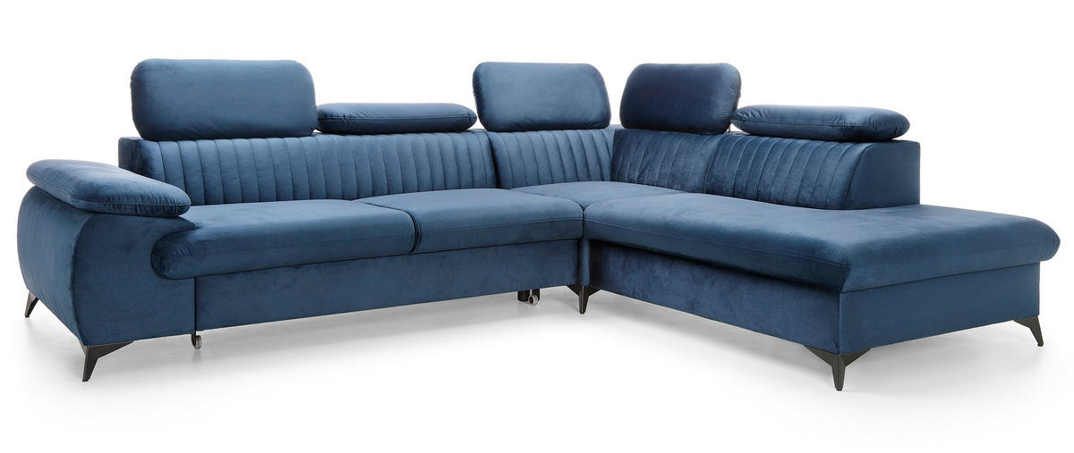 ECKSOFA 275 cm mit verstellbaren Kopfstützen Xanto L, Rechts, Blau - Blau, Holz (221/275cm) - Emporius