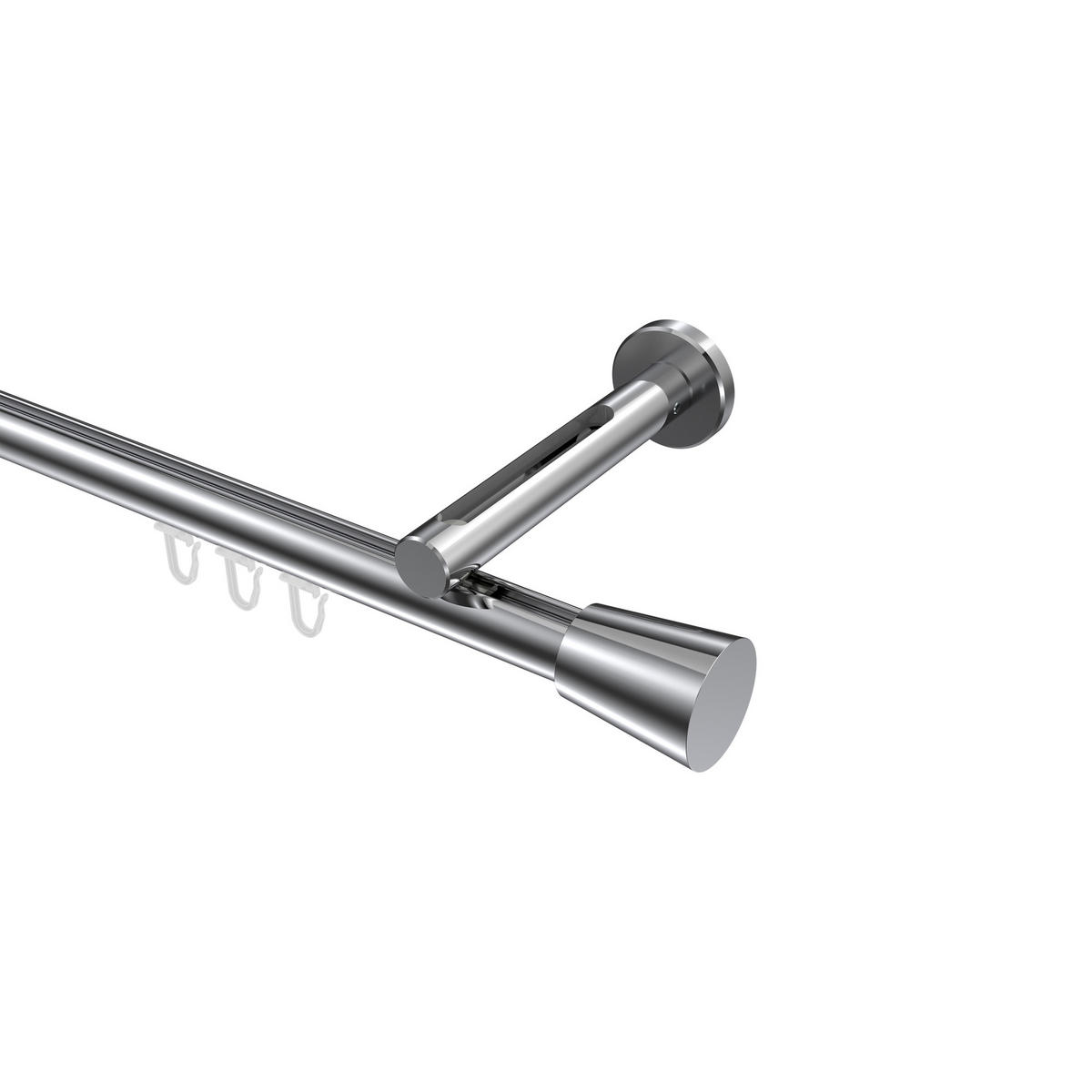 INNENLAUF-GARDINENSTANGEN-SET Siteno Sitra 280 cm (geteilt in 2 x 140 cm), 1-läufig, 20 mm Ø Chrom - Chromfarben, Metall (280cm) - INTERDECO