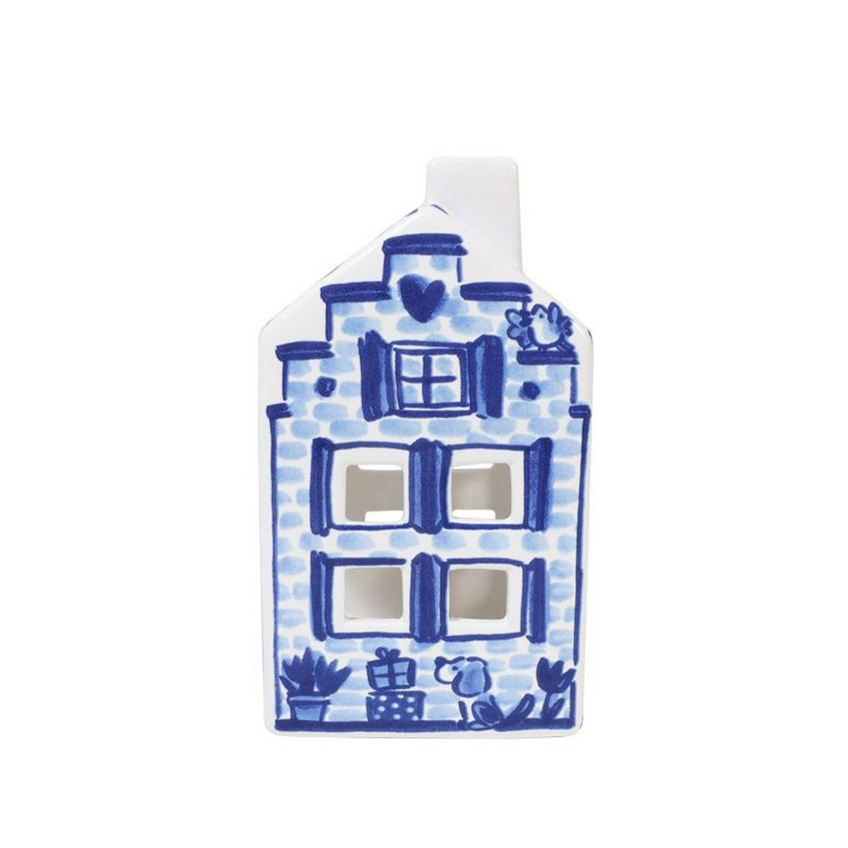 TEELICHTHALTER Häuschen in Blau - 14,5cm - Multicolor, Keramik (8.5/14.5/8.3cm) - Blond Amsterdam