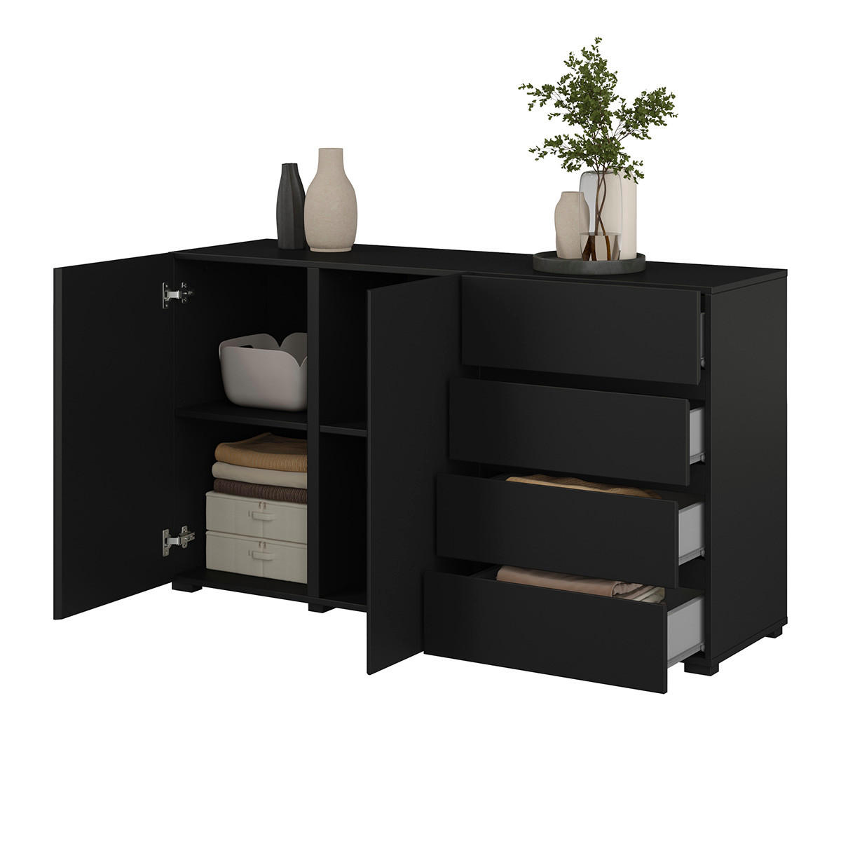 SIDEBOARD Maxis Černá - černá, kompozitní dřevo (138/78/40cm) - Petits-meubles