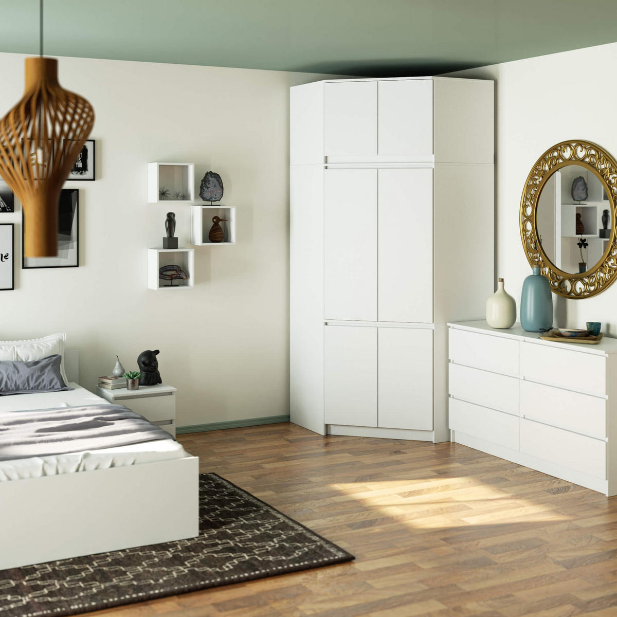 KLEIDERSCHRANK Weiß 100x50x235 cm - Weiß, Holzwerkstoff (100/235/50cm) - Akord