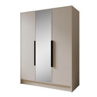 DREHTÜRENSCHRANK Laro mit Spiegel, Kaschmir mit mit schwarzen Griffen, 150 cm - Kaschmir, Holzwerkstoff (150/200/51cm) - Beautysofa