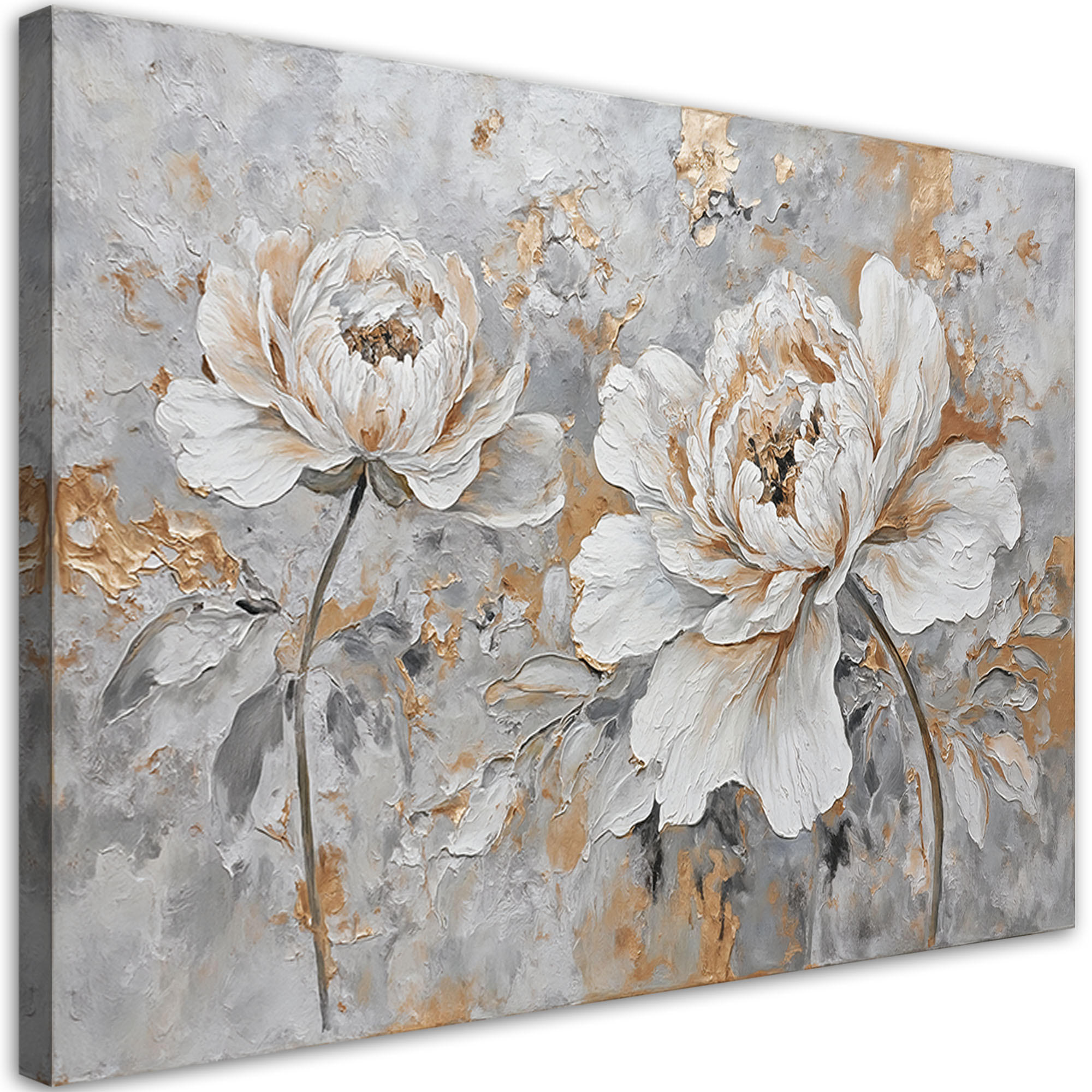 WANDBILD rose blume silber gold - Silberfarben, Textil (60/40cm) - Feeby