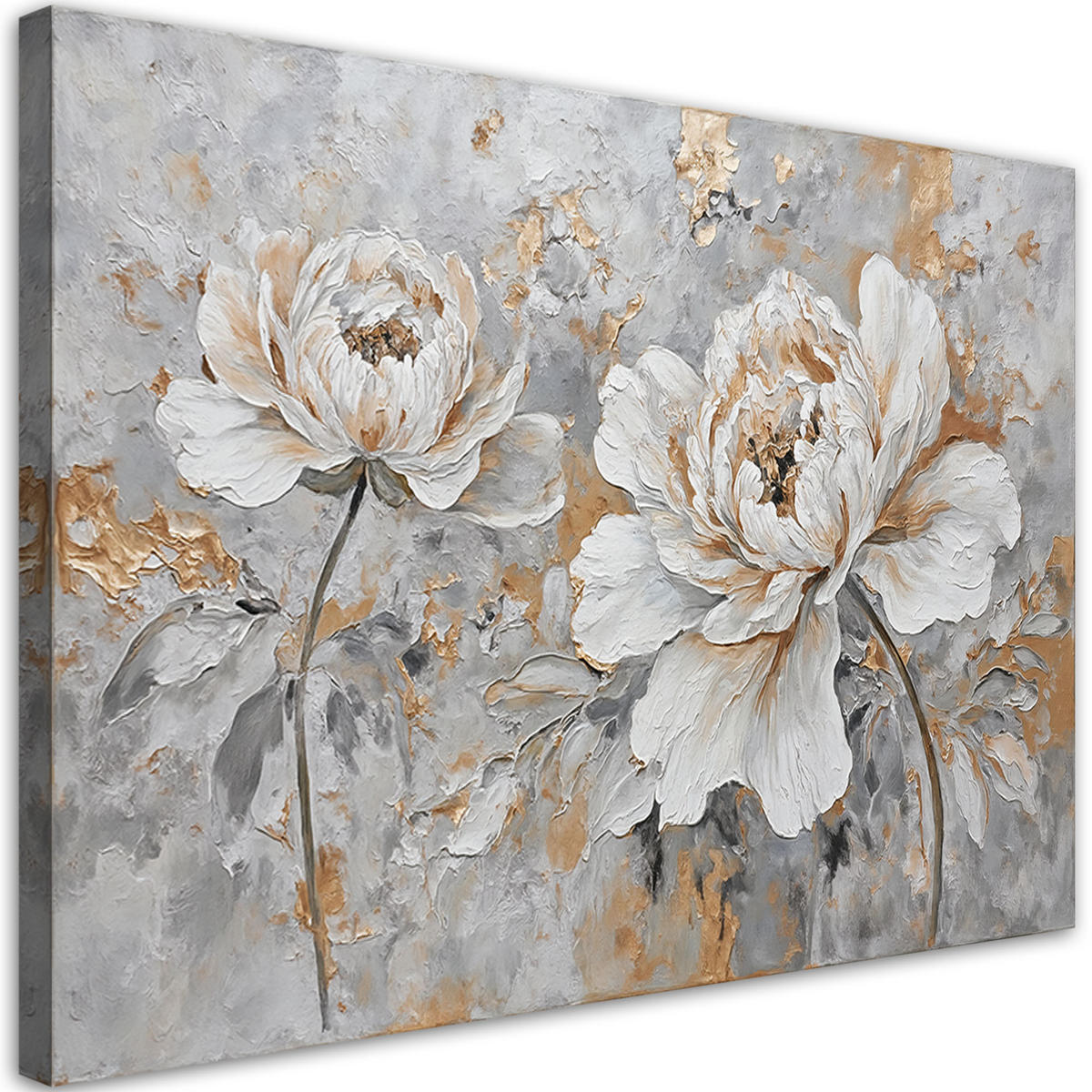 WANDBILD rose blume silber gold - Silberfarben, Textil (60/40cm) - Feeby