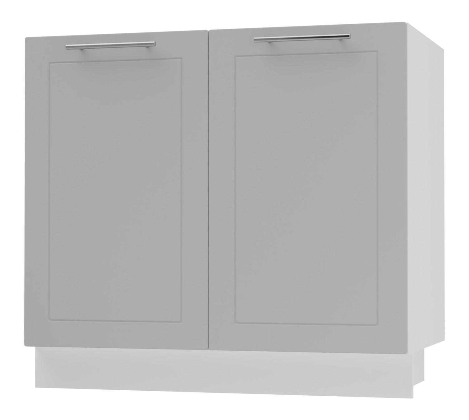 UNTERSCHRANK Bari D11/90 Weiß / RAL 7040 fenstergrau 90 / 50 / 82cm - Weiß/Grau, Holz/Holzwerkstoff (90/82/50cm) - Feldmann-Wohnen