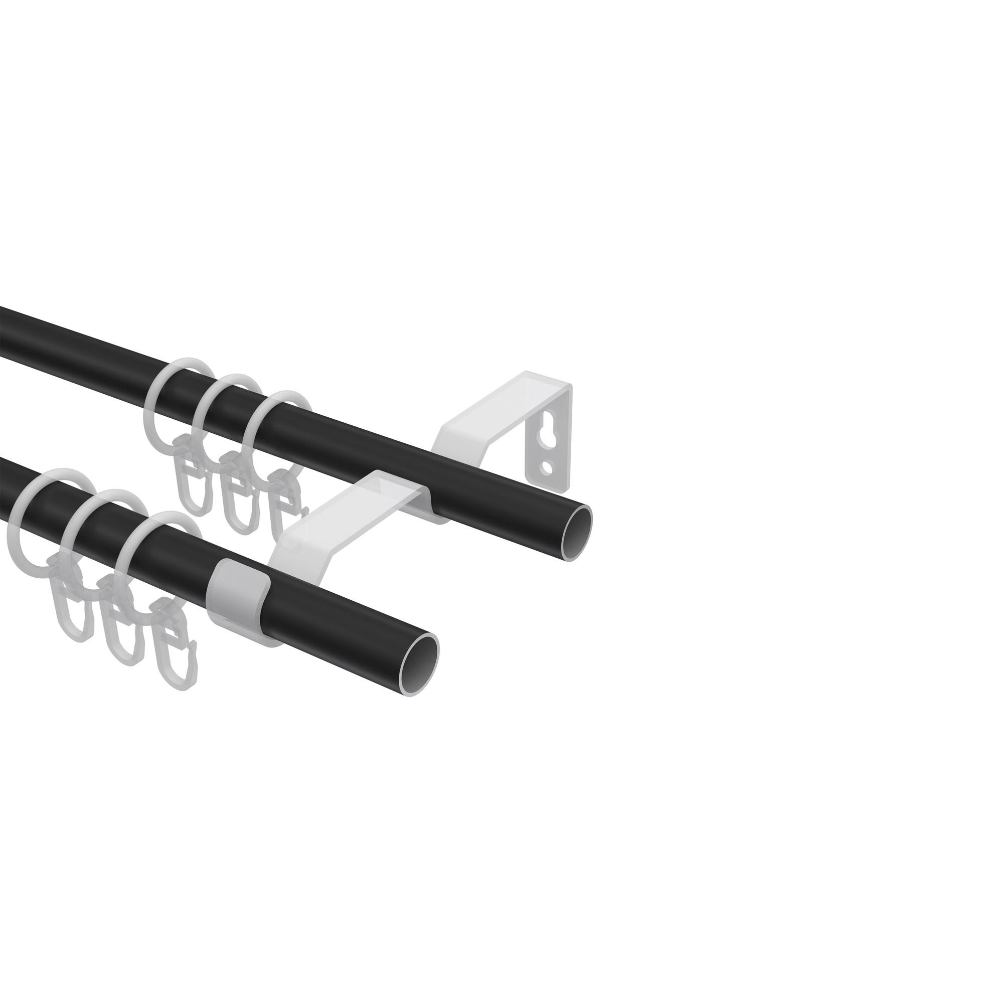 GARDINENSTANGE Olymp Matteo 320 cm (geteilt in 2 x 160 cm), 2-läufig, 16 mm Ø Schwarz - Schwarz, Metall (320cm) - INTERDECO