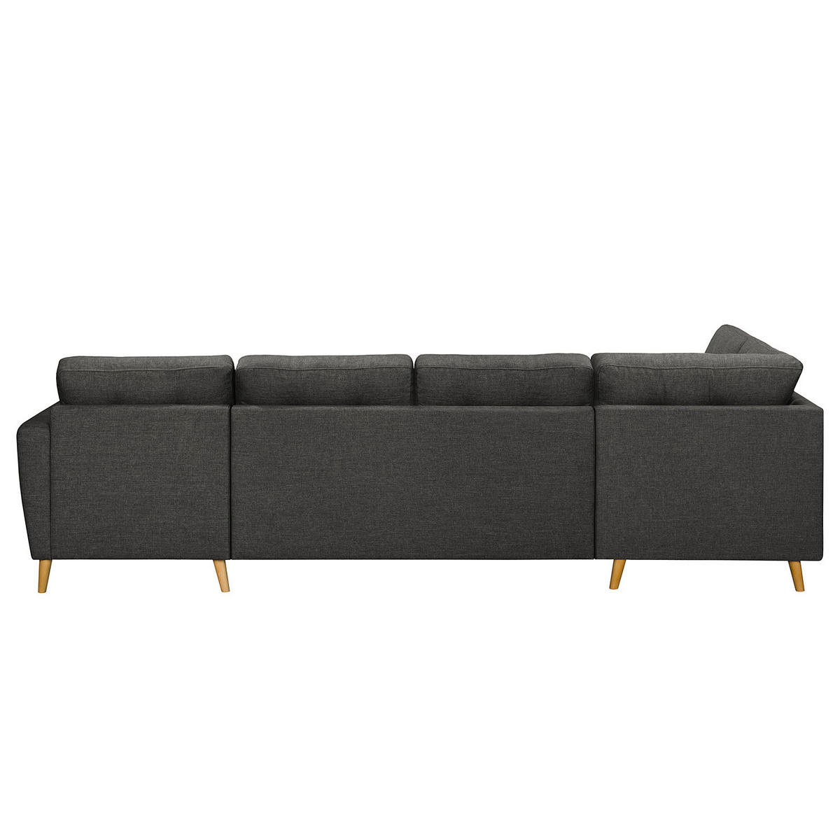 WOHNLANDSCHAFT mit Longchair - Dunkelgrau/Schwarz, Textil (290/90/200cm) - home24