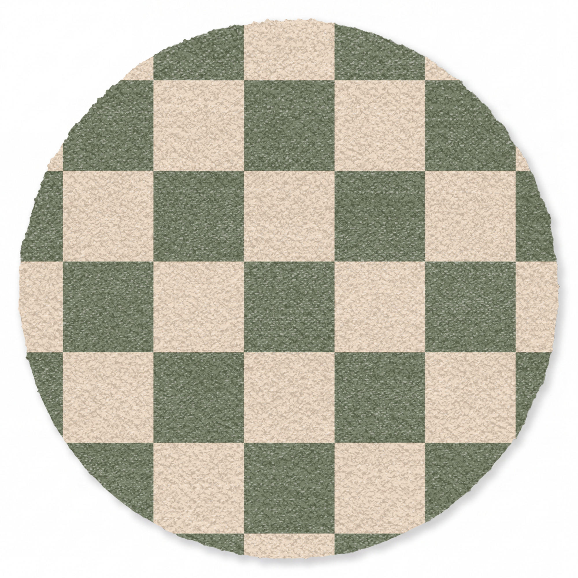 FUSSMATTE Schachbrettmuster - Grün - Beige - Blöcke Flurteppich 120x120 cm - Olivgrün, Kunststoff (120/120cm) - MuchoWow