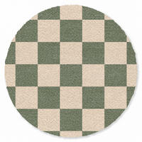 ROHOŽKA Šachovnicový potisk - Zelená - Béžová - Bloky 90x90 cm - olivově zelená, textil/umělá hmota (90/0.4cm) - MuchoWow
