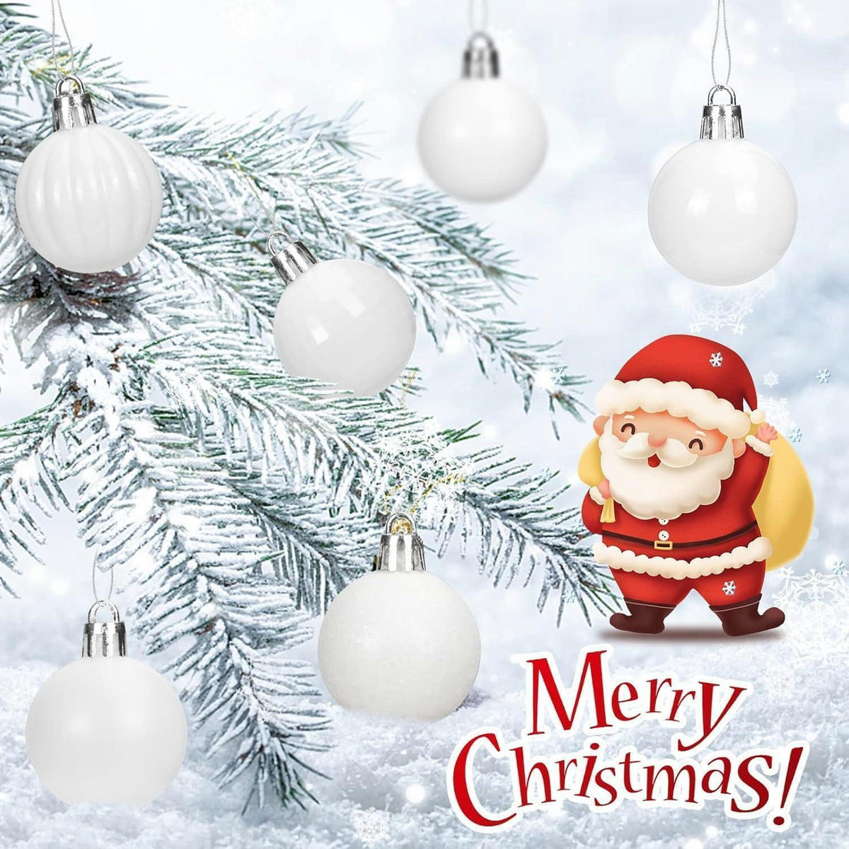 WEIHNACHTSKUGELN 36 Stück 4 cm Set Kunststoff Weiß - Weiß, Kunststoff (4/4/4cm)
