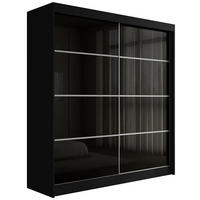 KLEIDERSCHRANK PEKA III - 200 cm - Schwarz - Schwarz, Holzwerkstoff (200/215/61cm) - ALTDECOR