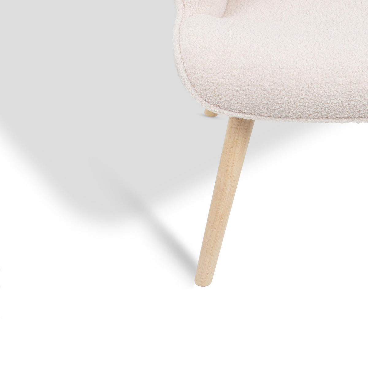 SESSEL Stella Skandinavischer aus beigem Frottee mit Nähten - Beige/Akaziefarben, Holz/Holzwerkstoff (67/102/73.5cm) - Sicaan