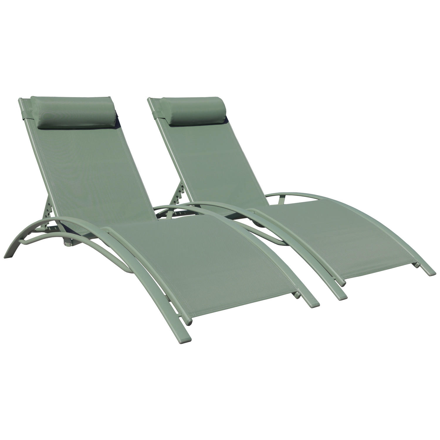LIEGESTÜHLE Galapagos Salbeigrün und Salbeigrün 2er-Set - Grün, Metall (63/82/173.5cm) - Happy Garden